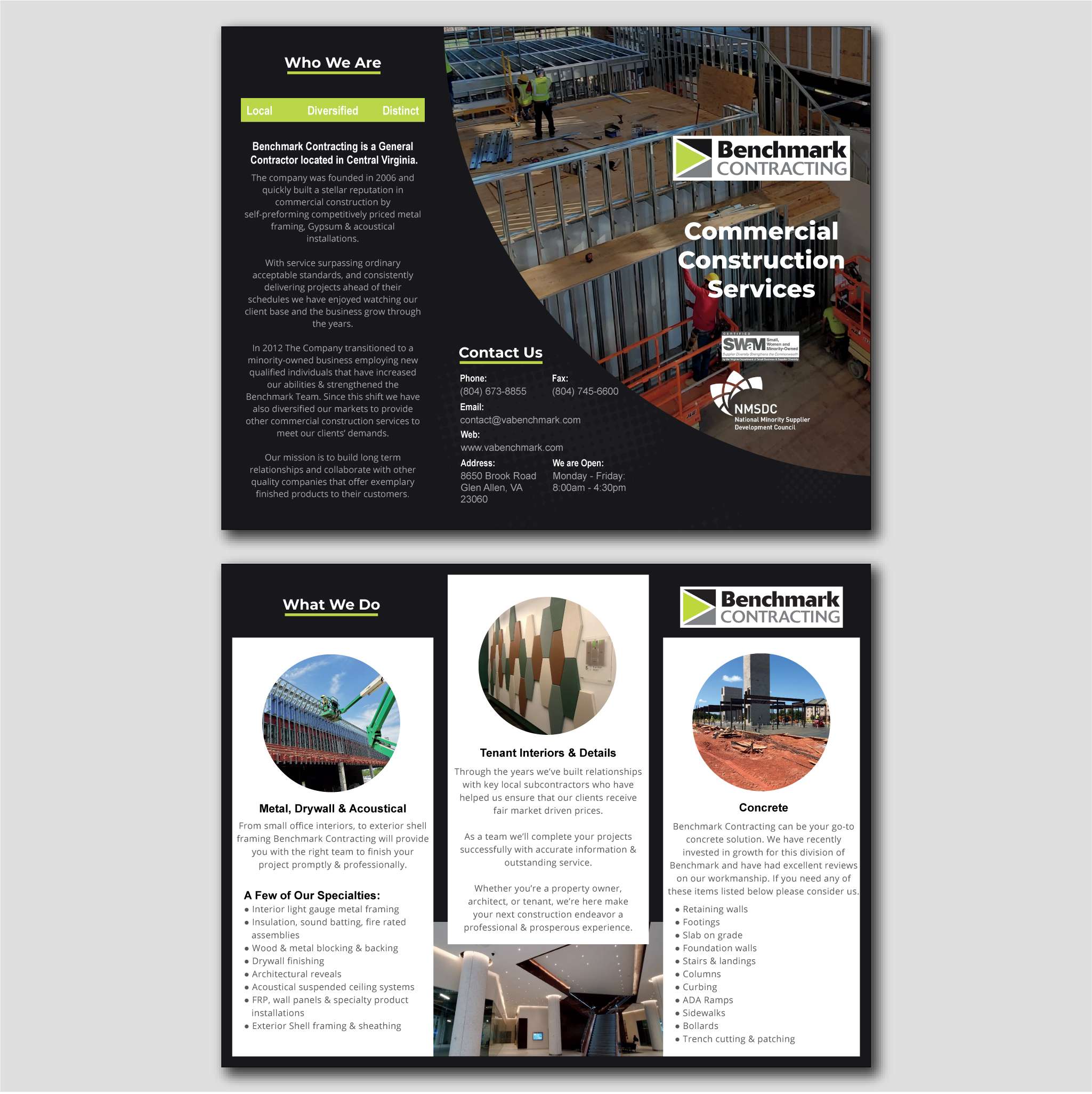 Benchmark Contracting - Trifold Brochure