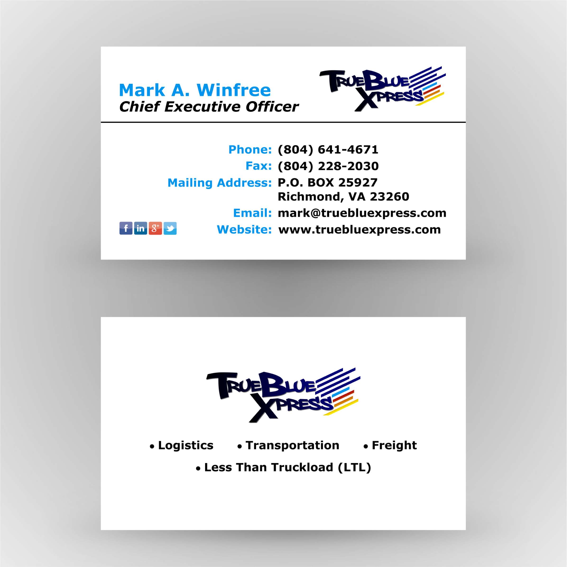 TrueBlue Xpress - Business Cards